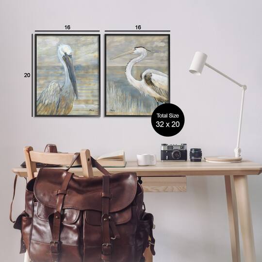Stupell Industries Sea Birds Abstract Beach Framed Giclee Art